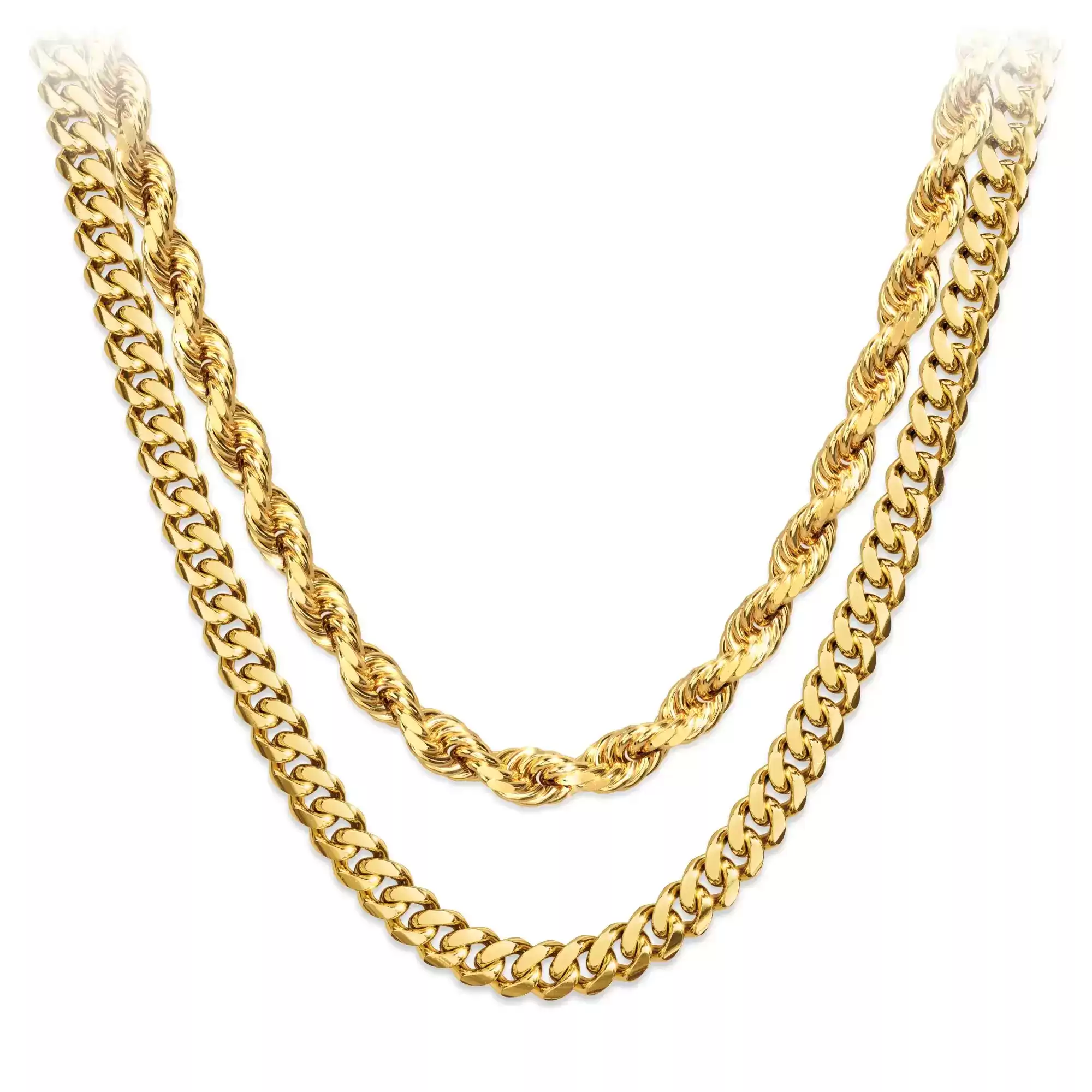 Jaxxon Rope + Cuban Gold Necklace Pair