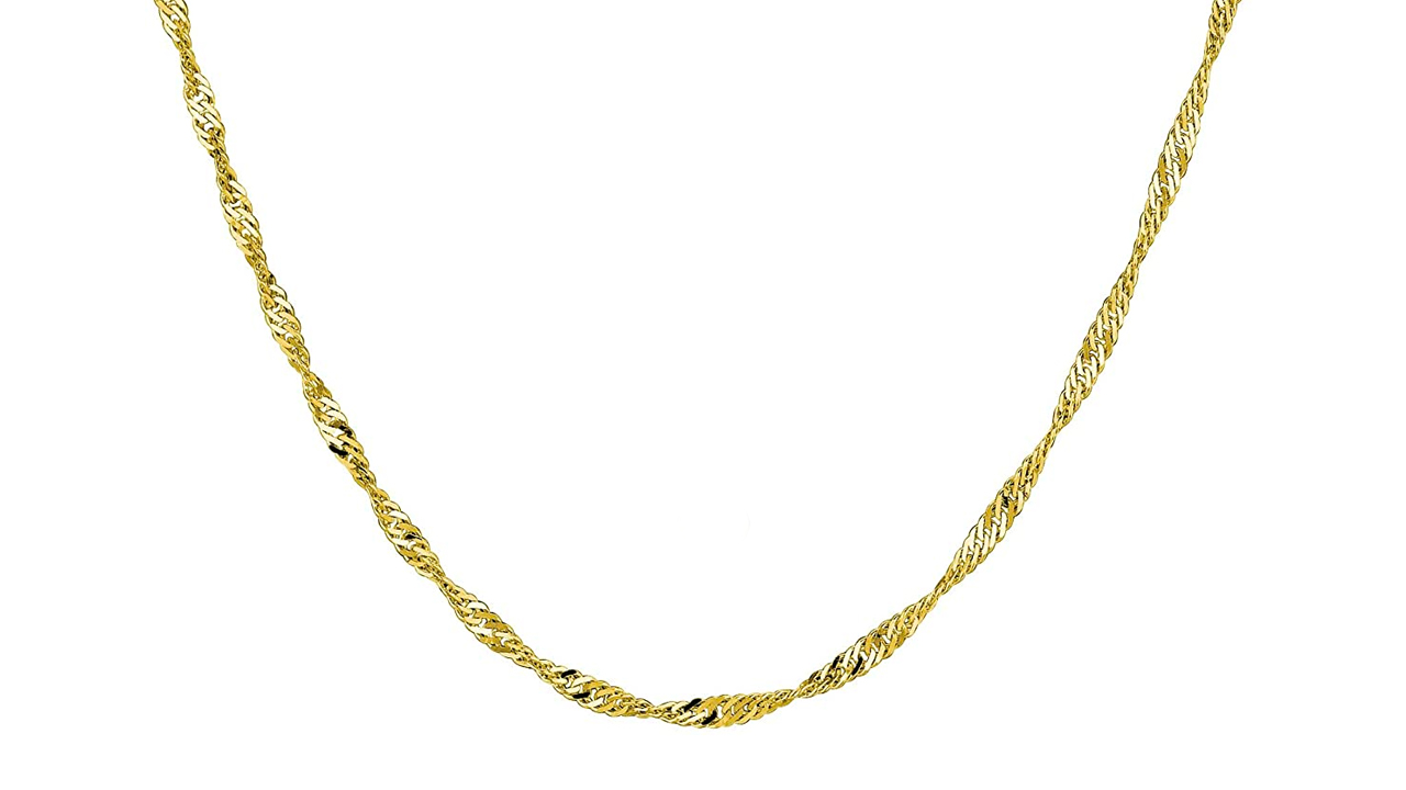 Singapore Link Chain, 22", 14k Yellow Gold, 1.15mm