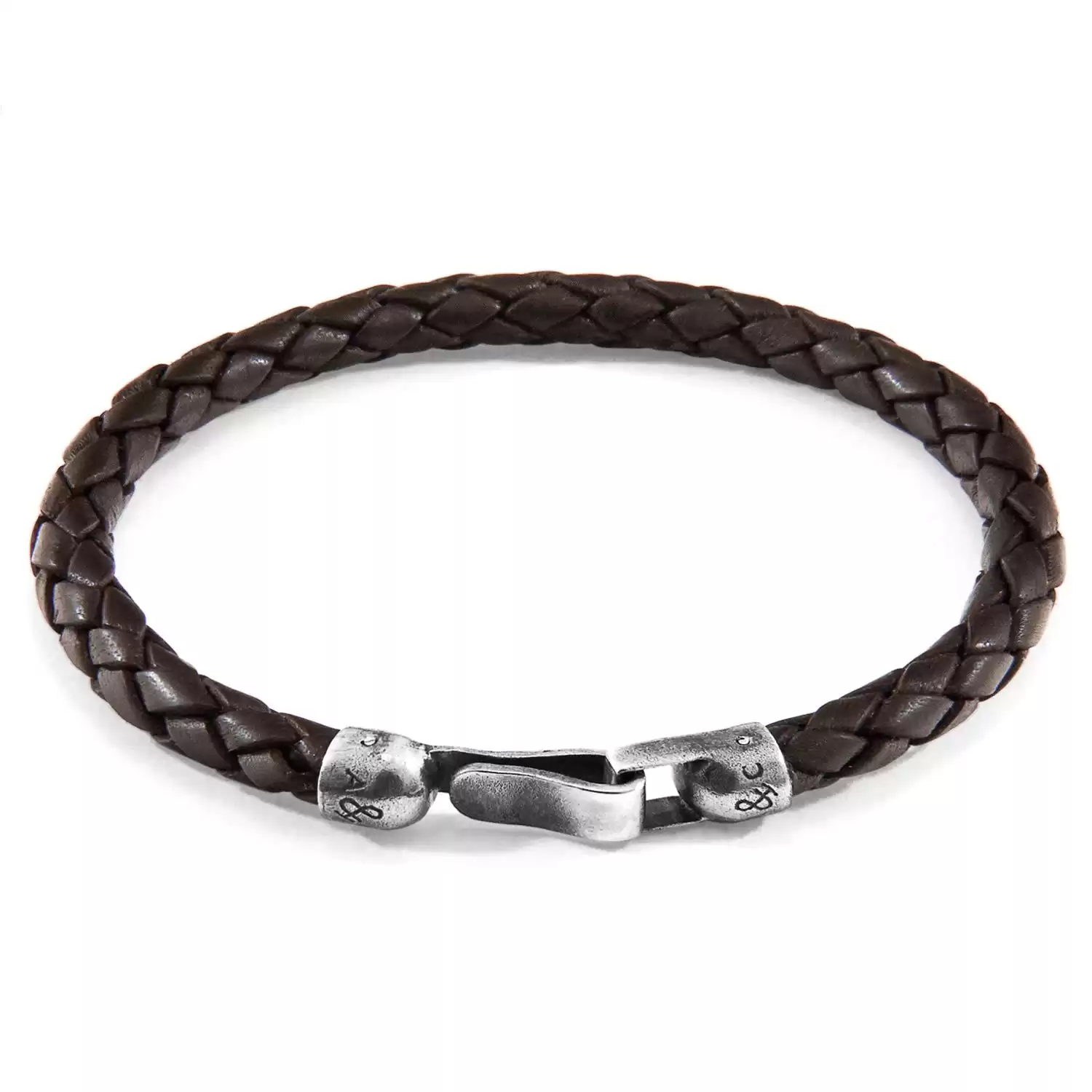 Cacao Brown Skye Silver & Braided Leather Bracelet