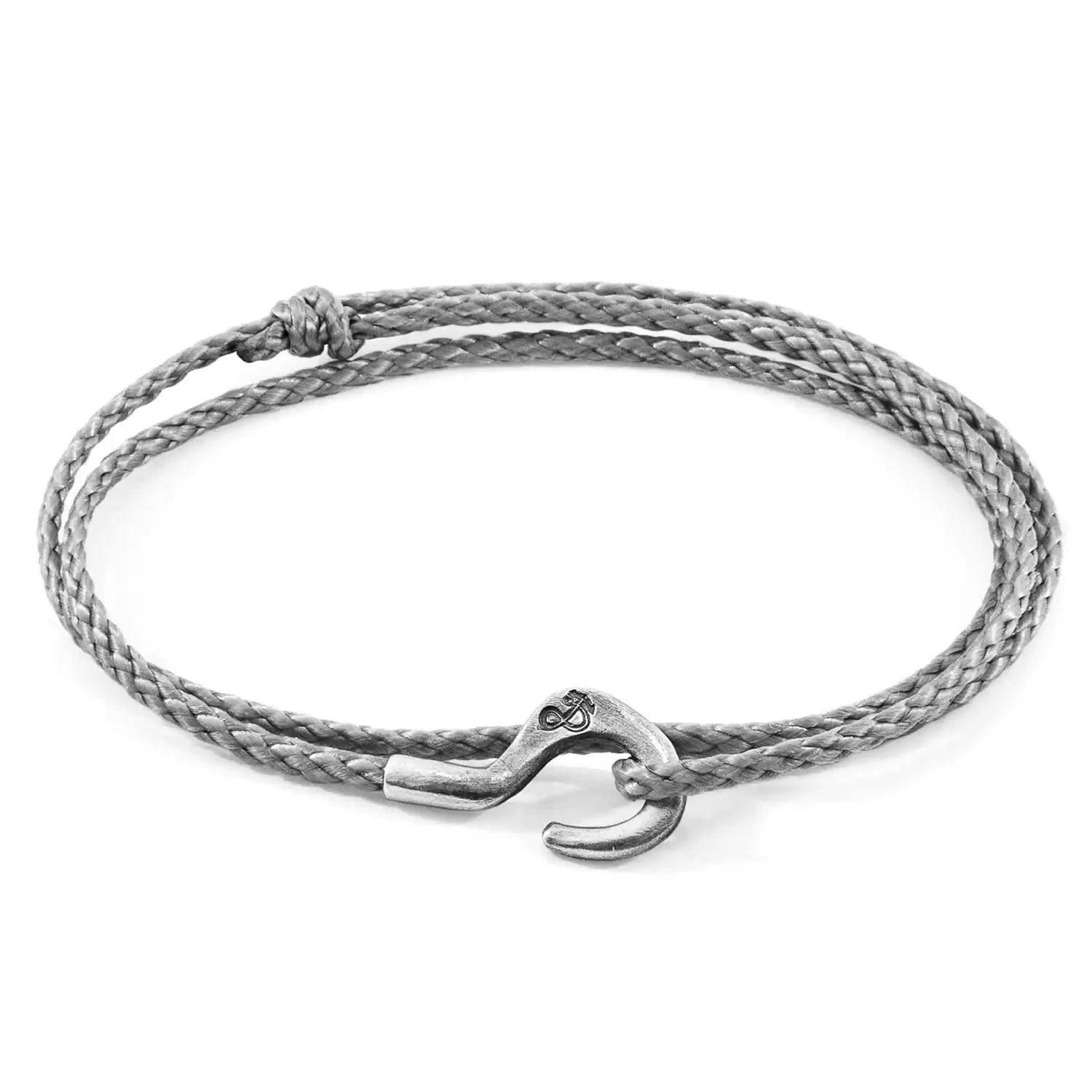 Anchor & Crew Classic Grey Charles Silver Rope Skinny Bracelet