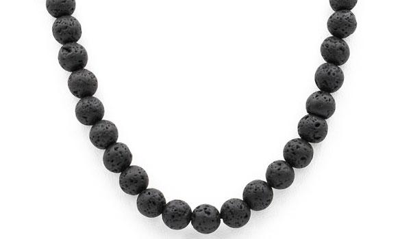 Beaded Black Lava Stone Diffuser Necklace