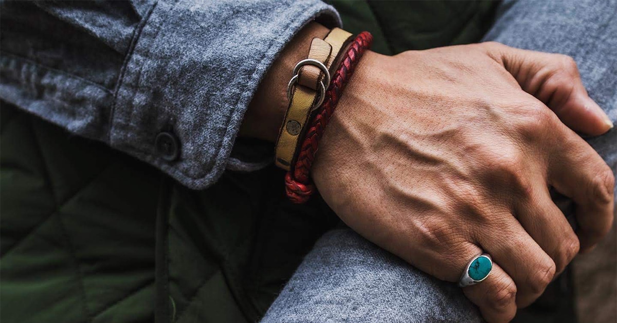 Engraved Men's Leather Bracelet | The Silver Store
