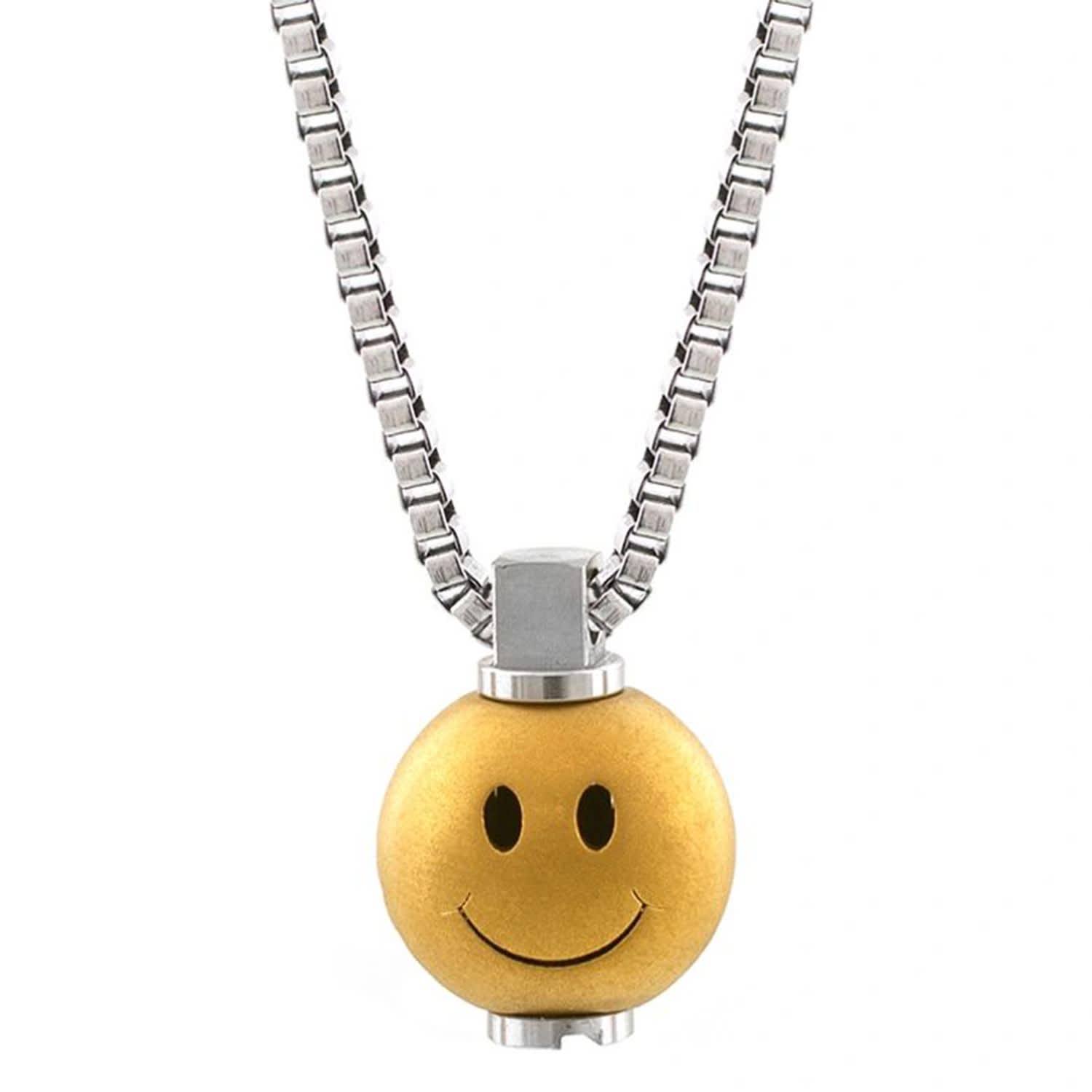 Bailey of Sheffield Big Smiley Matte Gold Necklace