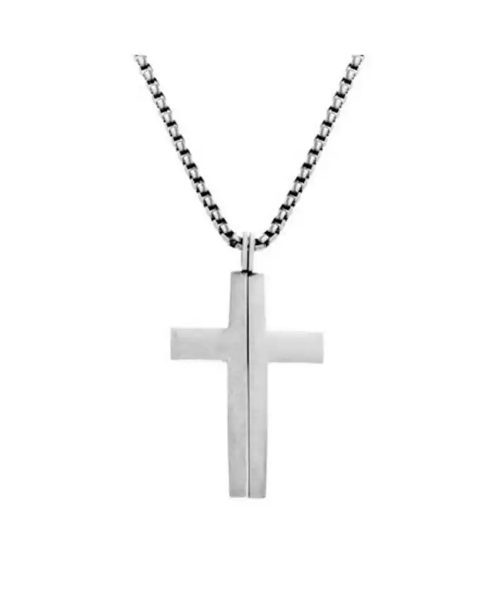 Steve Madden Oxidized Splitting Cross Pendant Necklace