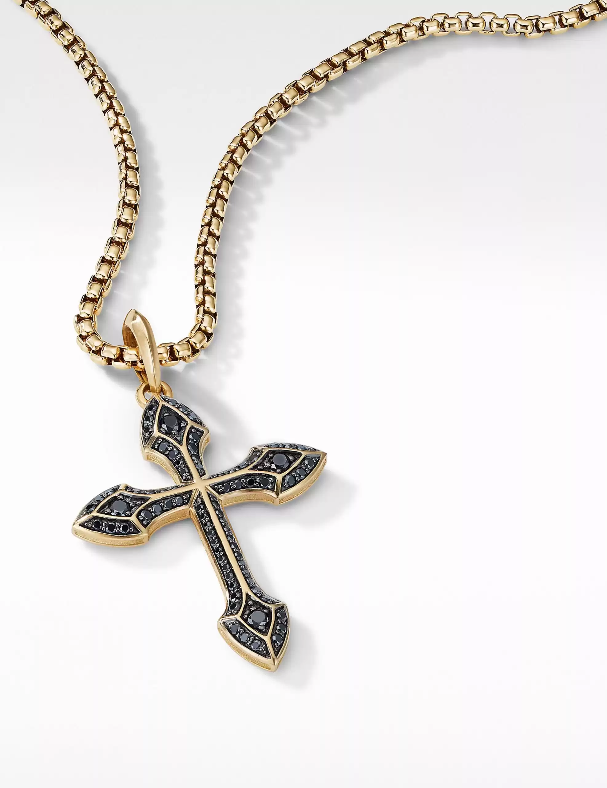 David Yurman 18k Gothic Cross Amulet with Pavé Stones