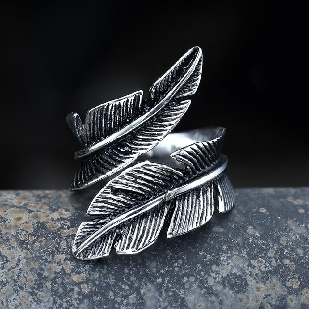 Gthic Retro Feather Stainless Steel Ring