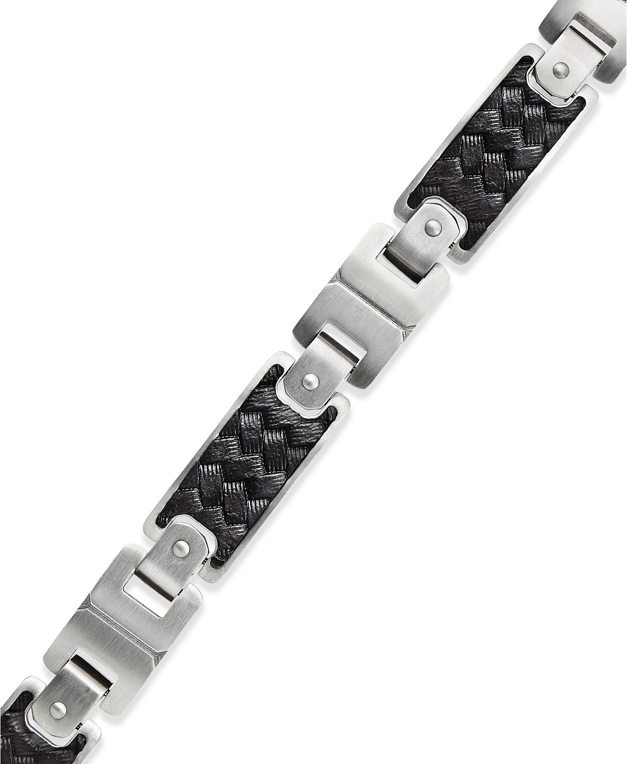Macy’s Leather and Stainless Steel Link Bracelet