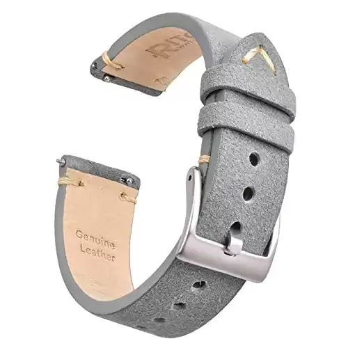 Ritche Quick Release Gray Leather Watch Band
