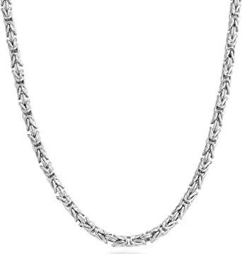 Miabella Byzantine Link Sterling Silver Chain Necklace
