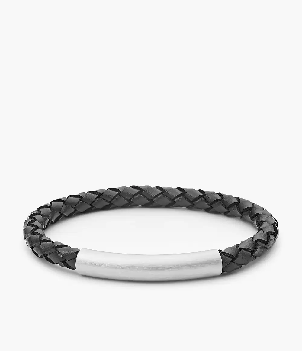 Fossil Men's Leather and Stainless Steel Bracelet